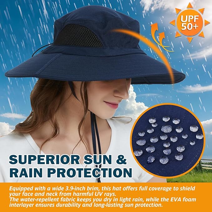 EINSKEY Wide Brim Sun Hat, UPF 50+ UV Protection Waterproof Packable Bucket Hat for Men & Women, Fishing Hiking Beach Garden