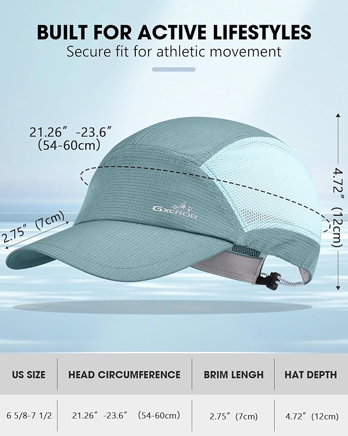 GXCROR Performance Baseball Cap for Men & Women - UPF 50+ Running Hat, Lightweight Quick-Dry Sports Hat for Golf, Hiking, Gym