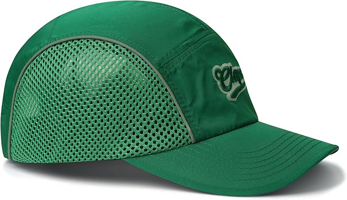 CLAPE Quick Dry 5 Panel Hat for Men, Breathable Mesh Short Brim Baseball Cap, Reflective Ajustable Outdoor Sport Running Hat