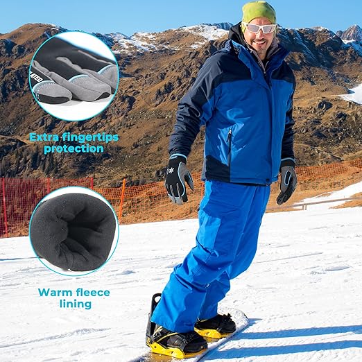 HANDLANDY Waterproof Insulated Work Gloves, 3M Thinsulate Thermal Winter Gloves for Men Women Touch Screen, Warm Ski Snowboard Cold Weather Gloves (XL, Blue)