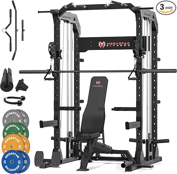 Power Rack for Home Gym – 2000LB Capacity Multifunction Squat Rack with Cable Crossover, Includes 16 Professional attachments for Home Gym Strength Training, P63 Rampage
