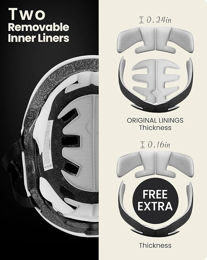 OutdoorMaster Skateboard Cycling Helmet - Two Removable Liners Ventilation Multi-Sport Scooter Roller Skate Inline Skating Rollerblading for Kids, Youth & Adults