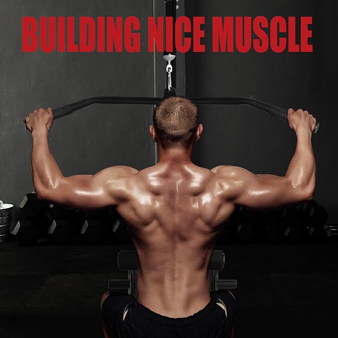 LAT All-in-one Machine with High and Low Pulley Station, LAT PullDown and LAT Row Cable Machine, LAT Tower with Adjustable Leg Support for Home Gym Total Body Training