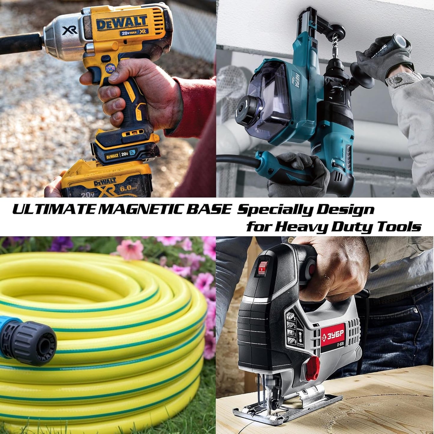 ULIBERMAGNET Strong Magnetic Hooks,2 Pack Heavy Duty Large Magnetic Hooks for Extension Cord, Cable, Hose, Power Cord,Rope,Drill,Jig Saw,Circular Saw,Garden Lawn Tools (Orange/3.46inch)