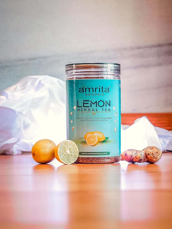 Amrita Naturals Refreshing Lemon Instant Herbal Tea – 1.10 lb (500g) | Pack of 2 | Natural & Caffeine-Free | Quick & Flavorful Lemon Beverage | Great for Hot or Iced Tea Anytime