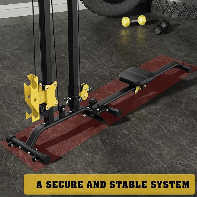 Multi-Functional Cable Station LAT Pull Down Machine Low Row Cable & Rowing Machine Workout Combo for Home Gym
