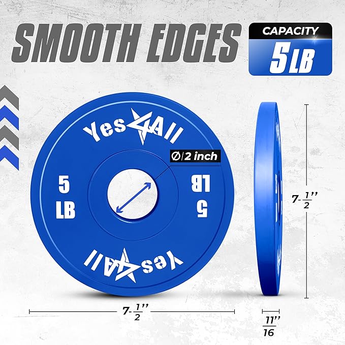 Yes4All Fractional Weight Plates Set, Available In Steel And Rubber, Set of 2/4/6 Plates in 1.25LB, 2.5LB, or 5LB Sizes, Micro Change Plates for Dumbbell and Olympic Barbell Weightlifting