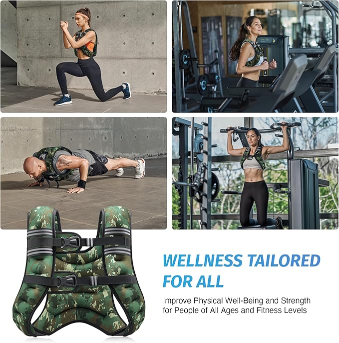 ZELUS Weighted Vest, 6lb/8lb/12lb/16lb/20lb/25lb/30lb Weight Vest with Reflective Stripe for Workout, Strength Training, Running, Fitness, Muscle Building, Weight Loss, Weightlifting