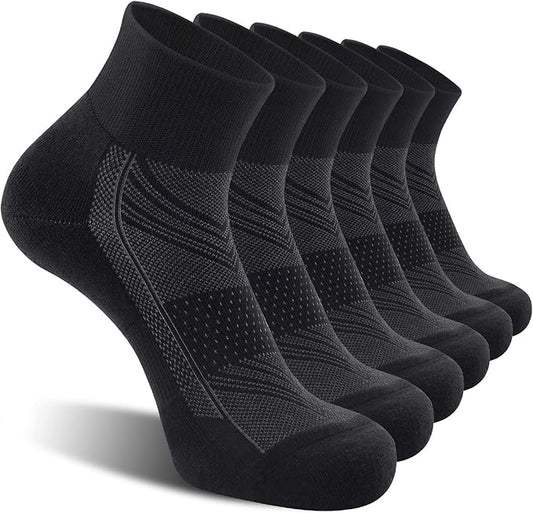 CelerSport 6 Pack Men's Ankle Socks with Cushion, Sport Athletic Running Socks