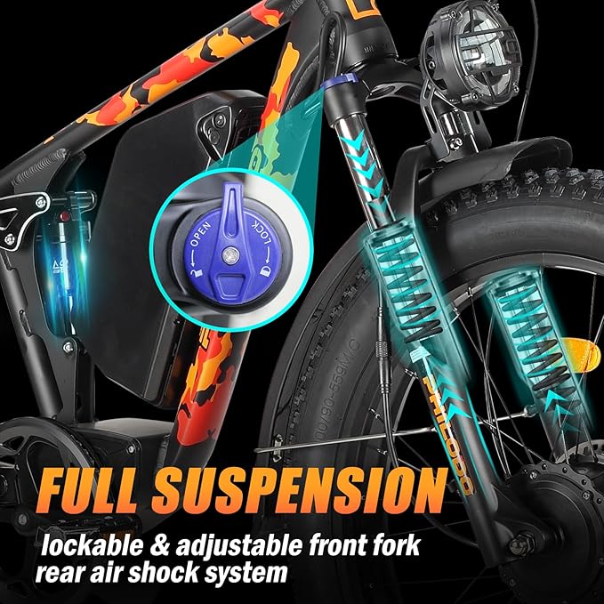 Electric Bike for Adults, 5000W Peak Dual Motor Ebike, 60V 26AH Long Range Dirtbike, 26" Fat Tires for All Terrain Electric-Bicycle, 45MPH-Hunting-Ebike for Off-Road Snow Sand