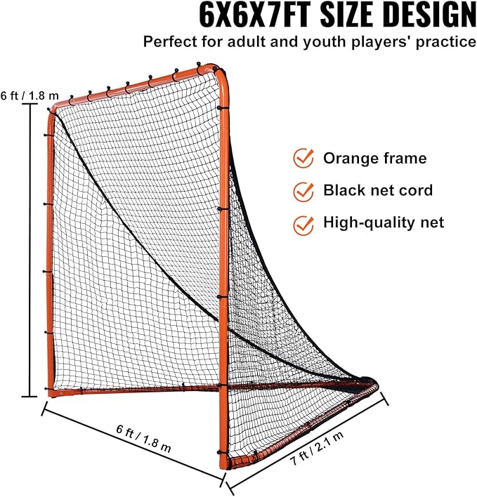 VEVOR Portable Lacrosse Goal - Complete Training Accessory Set with Extended Coverage for Youth and Adults