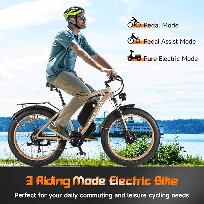 Electric Bike for Adults,Peak 2000W AWD Dual Motor Ebike,31MPH 55Miles 48V 23AH Removable Battery Electric Mountain Bike,26''*4" Fat Tire E-Bike with Front Suspension (Dual Motor Khaki)