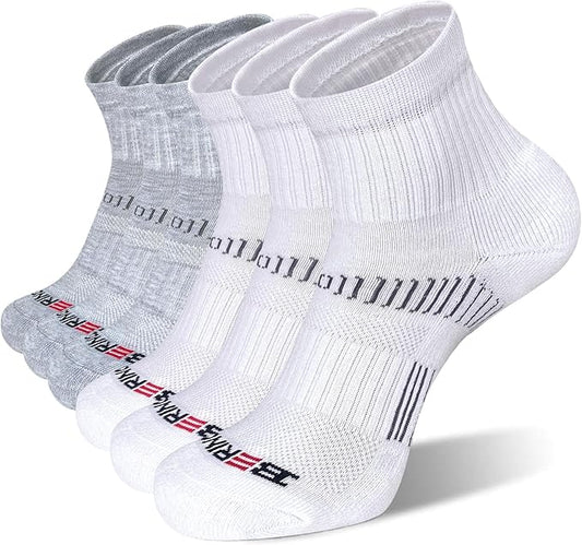 BERING Men's Athletic Ankle Socks Cushioned Quarter Running (6 Pairs)