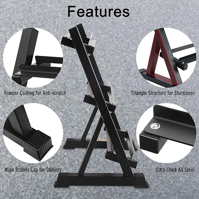 PayLessHere Dumbbell Rack 3 Tier Weight Storage Organizer Racks with Solid Steel Holder & 1000lbs Capacity For Home Gym, Black