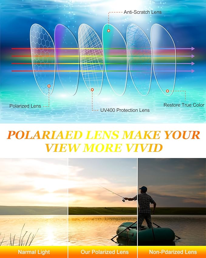 Frienda 6 Pack Polarized Sport Sunglasses for Men Multipack Fit over Glasses Pack Lot Set Men's Sport Fishing Eyeglasses