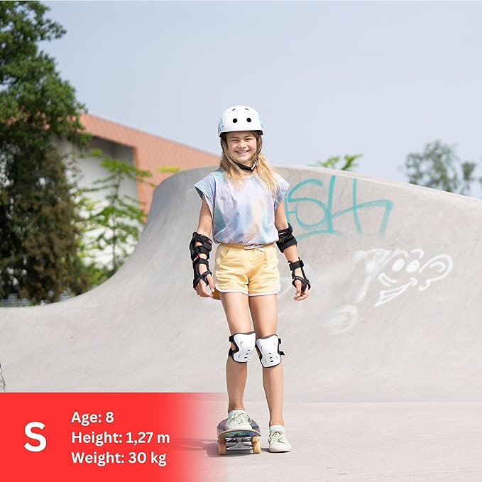 SKATEWIZ Skating Protective Gear Adults & Kids [6pc] incl. Knee Pads, Elbow Pads Wrist Guards for Roller Skating & Skateboarding
