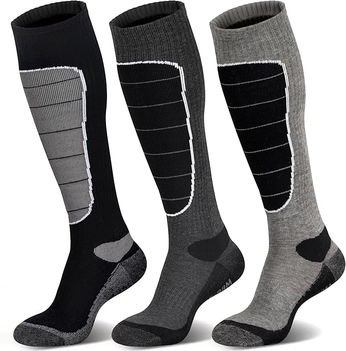 Hylaea Merino Wool Ski Socks, Cold Weather Socks for Snowboarding, Snow, Winter, Thermal Knee-high Warm Socks, Hunting