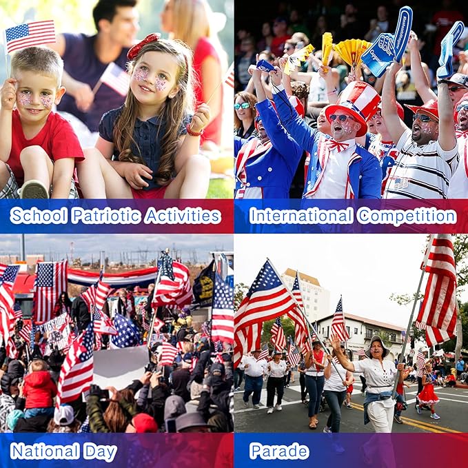 Red White Blue Hair Glitter Stick for Kids,Patriotic Face Body Glitter,4th of July Accessories,Fourth of July Outfits for Women,Patriotic Day Waterproof Chunky Glitter Makeup