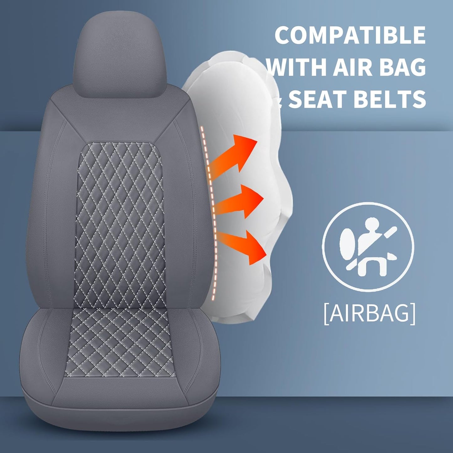 Seat Covers for Car,Breathable and Waterproof Car Seat Covers,Premium Automotive Airbag Compatible Universal Fit for Cars Sedans SUVs Vans and Trucks(Full Seat,Grey,N1)