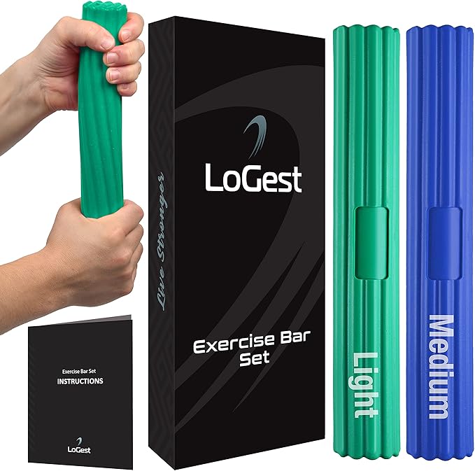 Logest Twist Hand Exerciser Bars for Physical Therapy - Relieves Tendonitis Pain & Improve Grip Strength - Tennis Elbow, Golfer's Elbow, Tendonitis, Wrist, Forearms Pain Relief Hand Therapy Bar