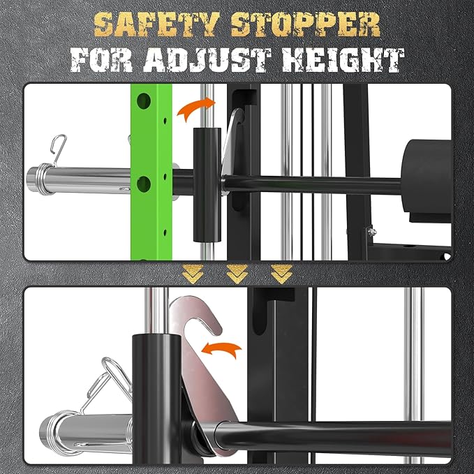 Smith Machine,2200 LBS Squat Rack for Home Gym with Dual Pulley System,Multifunctional Power Rack Cage for Strength Training with More Attachments