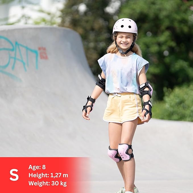 SKATEWIZ Skating Protective Gear Adults & Kids [6pc] incl. Knee Pads, Elbow Pads Wrist Guards for Roller Skating & Skateboarding