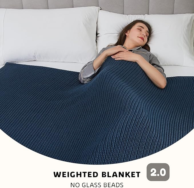 L'AGRATY Knitted Weighted Blanket - 48"x72" 12lbs Cooling Chunky Knit Heavy Blanket for Adults Braided Crochet Throw Thick Cable Yarn Knit Decorative No Beads Evenly Weighted Machine Washable