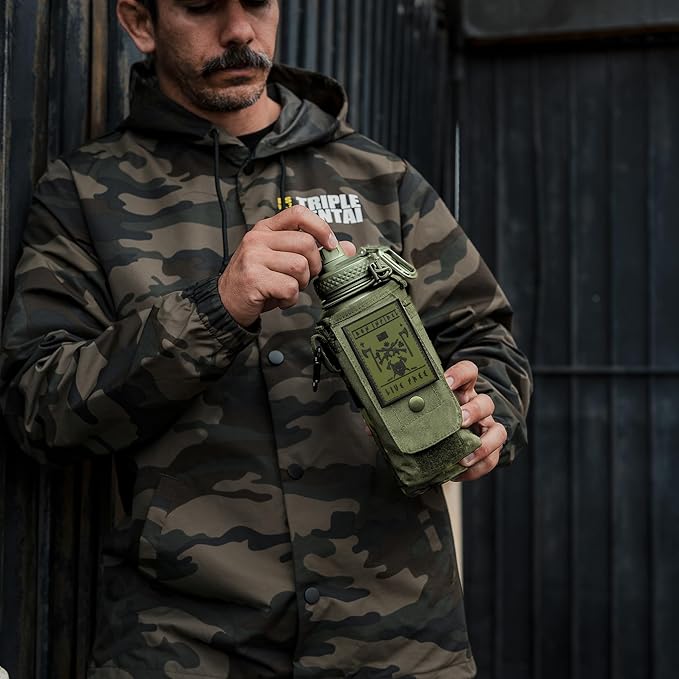Iron InfideI Battle Bottle Sleeve - 64 oz and 32 oz Water Bottle Sleeve Only for Half Gallon 1L Steel Water Bottle | Rugged Cover with Molle for Versatile Design with Storage for Phone, Wallet & Keys