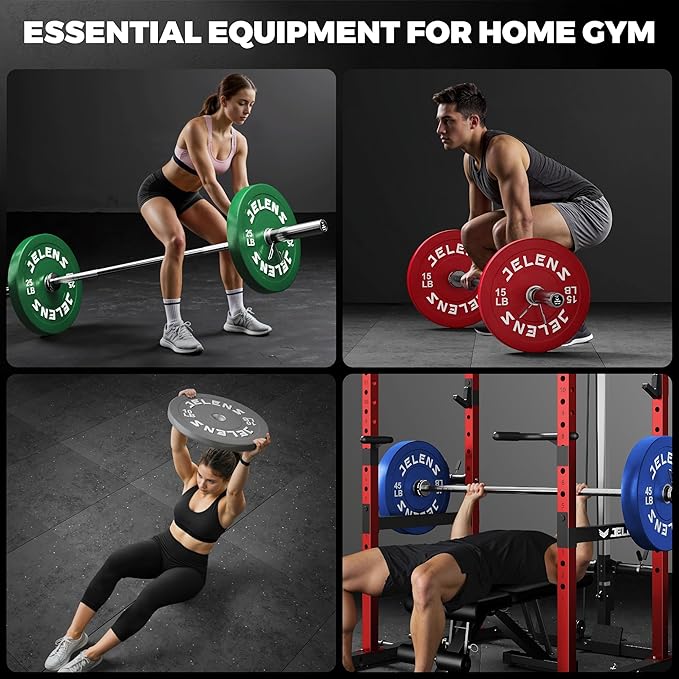 Olympic Barbell Weight Plates Set, 2-Inch Black/Colored Rubber Bumper Plate Weight Set for Strength Training and Weightlifting, Multiple Options