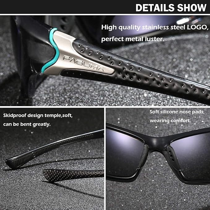 FAGUMA Sports Polarized Sunglasses For Men Cycling Driving Fishing UV400 Protection