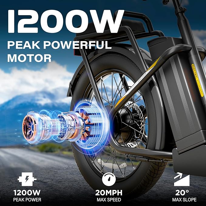 Caroma Electric Scooter with Seat, 48V Removable Battery E-Bike, Up to 30Miles&20MPH, 500/800/1200W Motor, 20" Fat Tire Adult Electric Bicycles for Commuting with Basket