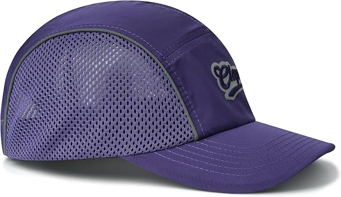 CLAPE Quick Dry 5 Panel Hat for Men, Breathable Mesh Short Brim Baseball Cap, Reflective Ajustable Outdoor Sport Running Hat