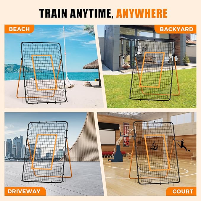 Volleyball Rebounder Net，Portable 7x4 ft Training Equipment for Spike and Smash Practice - 5 Rebound Angles Custom Target Area for Volleyball Sports Training