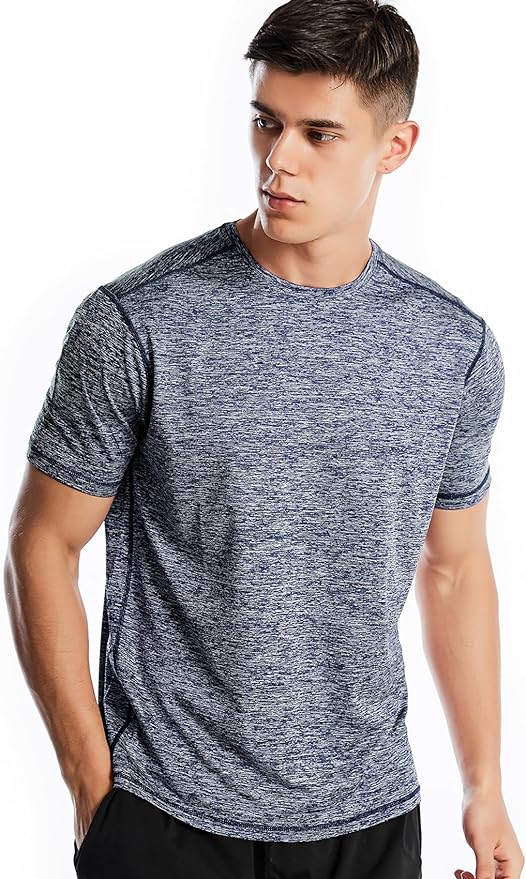 Zengjo Athletic Shirts for Men Short Sleeve Quick Dry Workout Running Gym Sport Exercise Tee Moisture Wicking