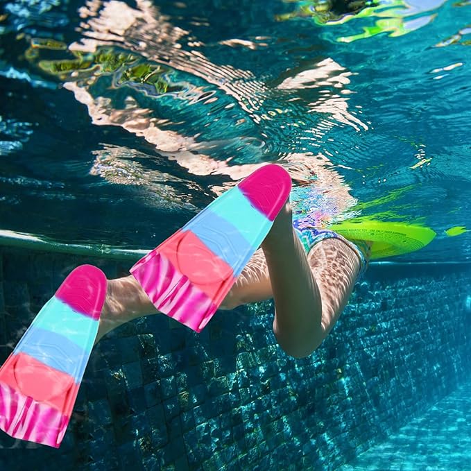 Kids Swim Fins,Short Kids Fins Youth Swimming Flippers for Lap Swimming Training for Children Girls Boys Beginners