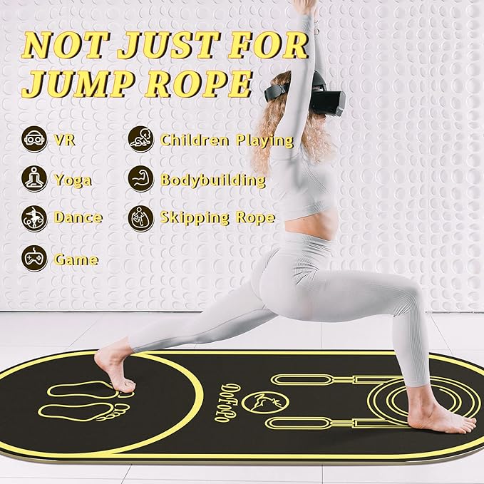 Jump Rope Mat 63"x27" Exercise Fitness, Non-Slip Indoor Outdoor Crossrope Mat, 6mm Thick High-Density Workout Jumping Pad for Home Gym Flooring and Concrete