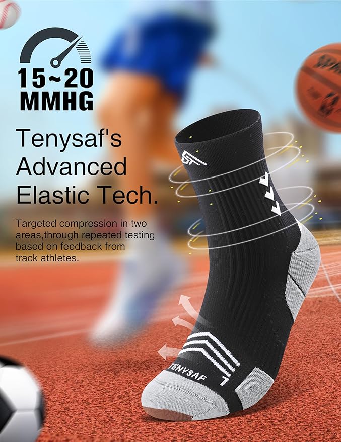 Compression Sport Running Socks: Athletic Crew Socks for Men Women Cycling Hiking Basketball Work,3 Pairs