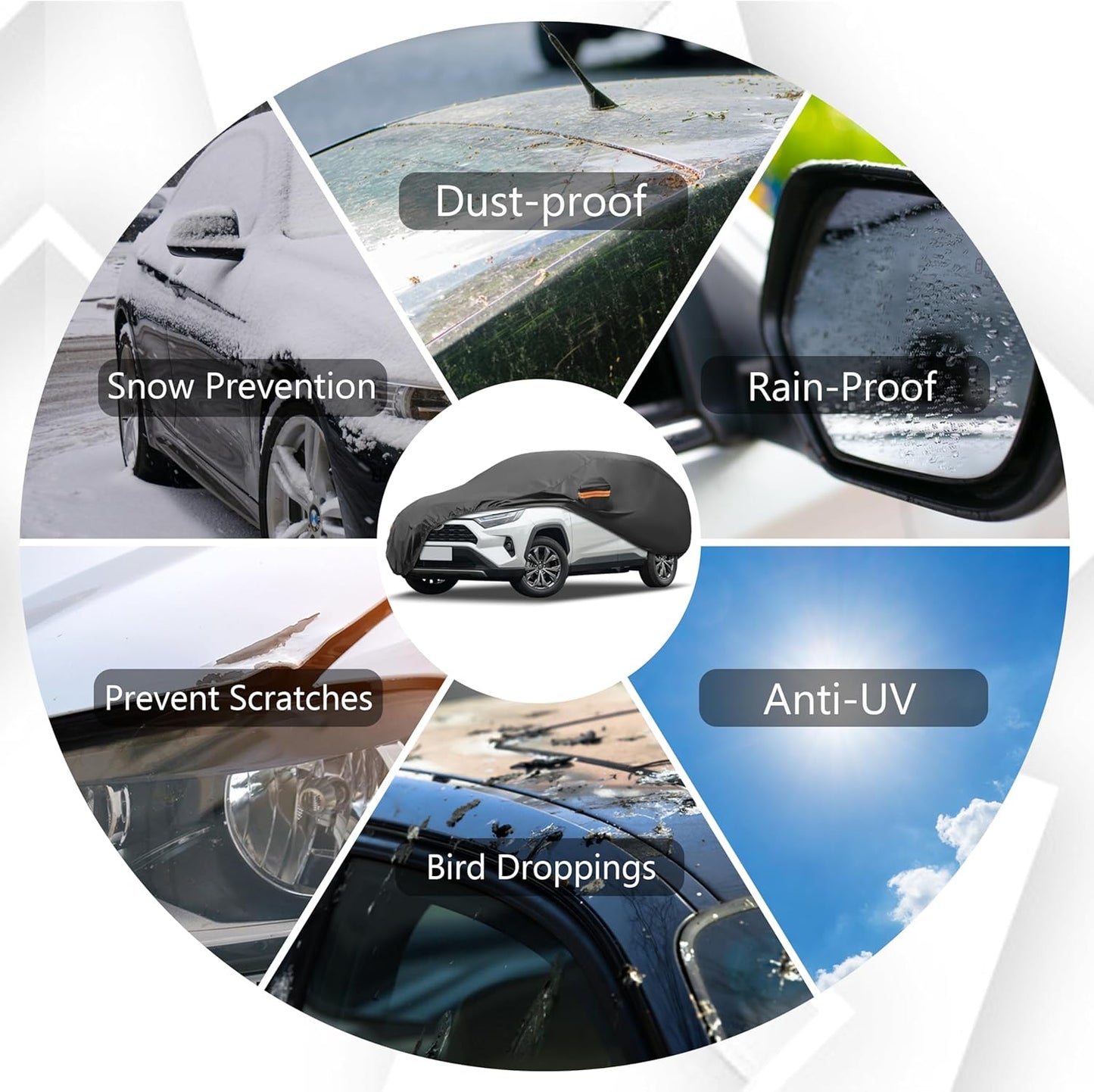 MORNYRAY Compatible with Ford Mustang,Car Cover Outdoor Waterproof Sun Rain Snow Hail Protection with Driver Door Zipper (Black, Custom Fit Ford Mustang)