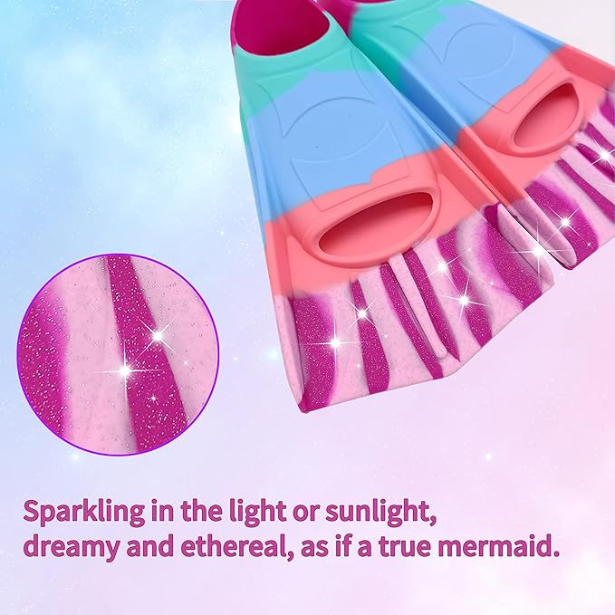 Kids Swim Fins,Short Kids Fins Youth Swimming Flippers for Lap Swimming Training for Children Girls Boys Beginners