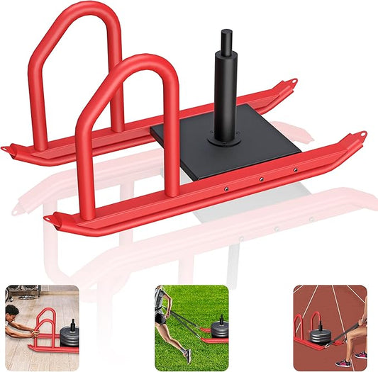 Weight Sled for Training, Heavy Duty 500 LBS Pull Push Sled for Outdoor, Indoor, Football, Durable Steel Weighted Sled, Compatible with 1" & 2" Weight Plate, Frame with Adjustable Reflective Stripe Vest