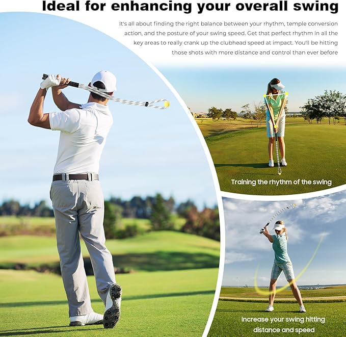 Golf Rope Swing Trainer, Golf Tyro Posture Corrector Professional Golf Training Aid, Master Tempo Golf Warm-Up Practice Equipment with Weighted Ball for Golfers of All Levels
