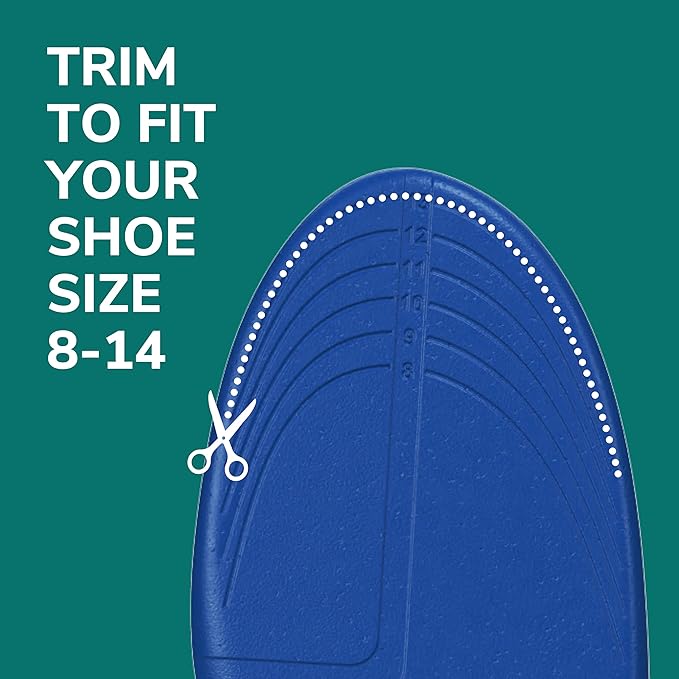 Dr. Scholl's Prevent Pain Protective Insoles, Protect Against Foot, Knee, Lower Back Pain, Promote Foot Health & Wellness, Trim to Fit Insert, Men Shoe Size 8-14, 1 Pair