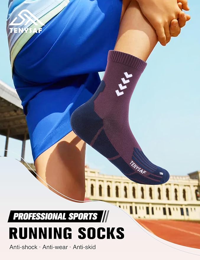 Compression Crew Running Socks: Athletic Socks for Men Women with Cushion,3 Pairs Work Hiking Basketball Sport Socks