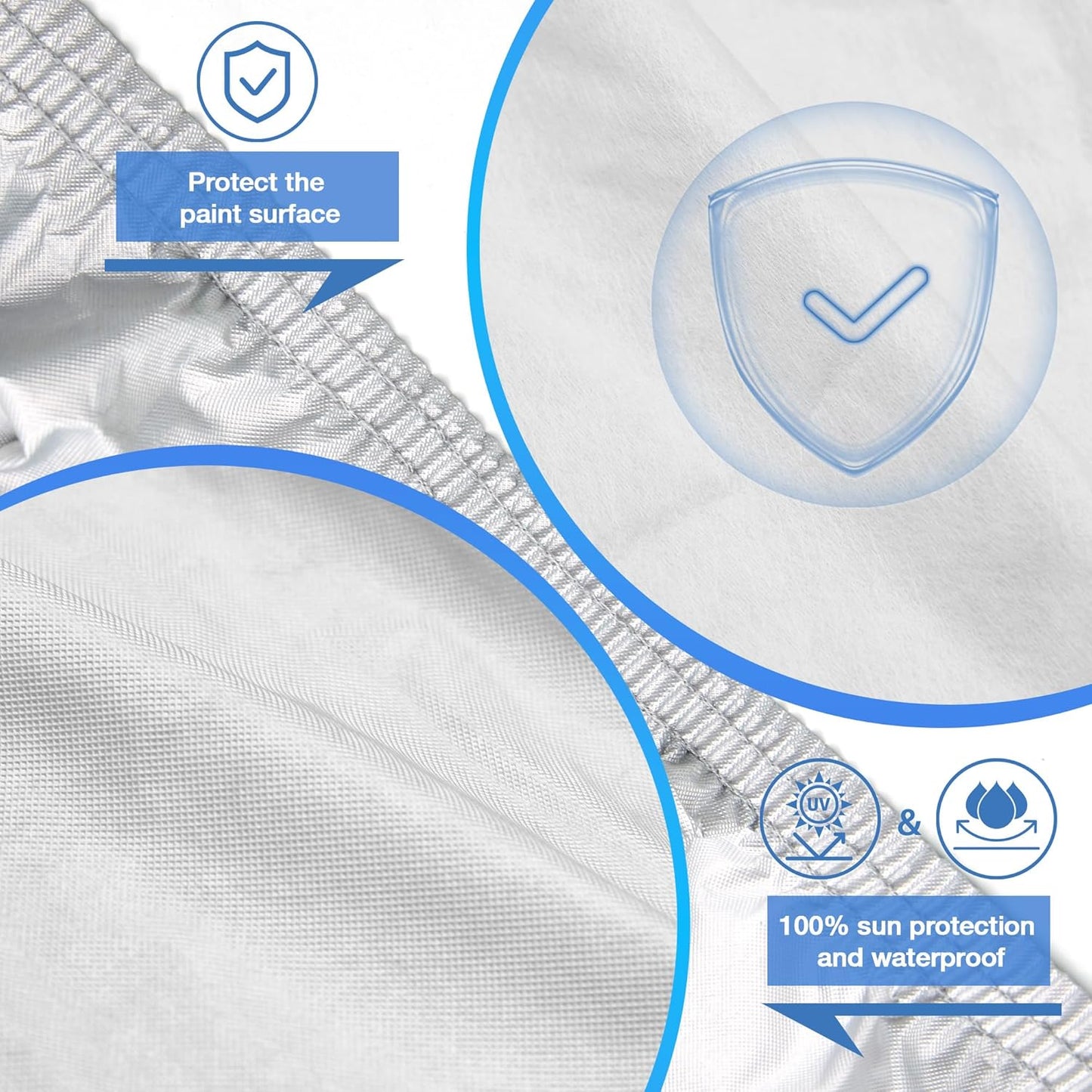 YOLENY Car Cover Waterproof All Weather Full Exterior Covers with Zipper，Universal Fit Sedan Dodge Challenger,Chevrolet Impala,Toyota Avalon,Cadillac Deville/Seville, Lexus ES etc.(UP to 201 inch)