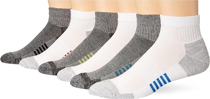 Amazon Essentials Men's Athletic Ankle Socks, Breathable, Cotton Blend, Cushioned, 6 Pairs