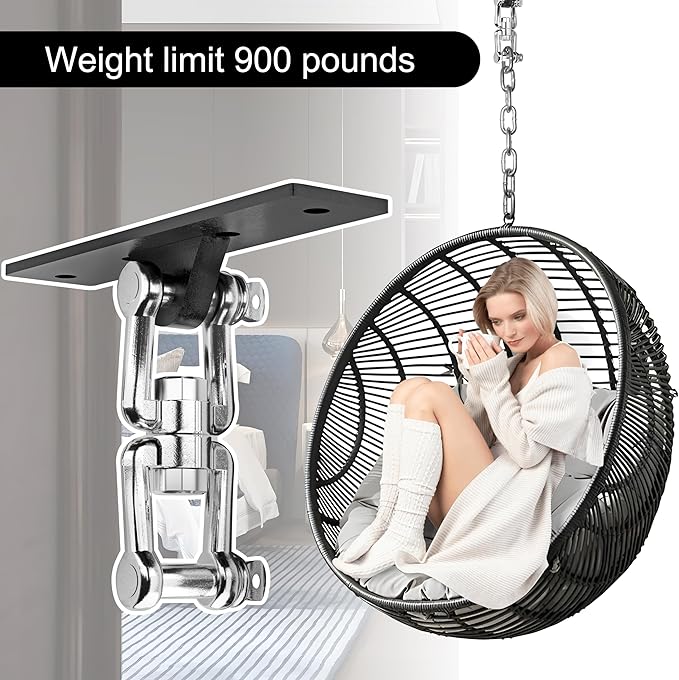 Heavy Bag Hanger,Punching Bag Mount Hanger Bracket,Ceiling Mount Hook 360°Rotation Wood Beam Holder Body Weight Strength Training Systems,Suitable for Swings and sandbags(900 LB Capacity)
