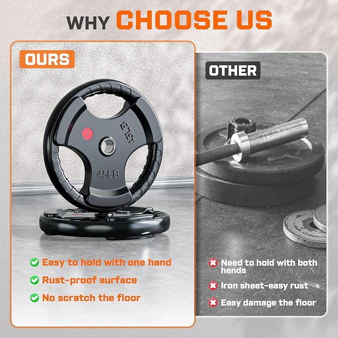 XDDIAS Rubber Weight Plates for Barbell, 2-Inch Olympic Grip Plate for Strength Training, Weightlifting and Bodybuilding in Home & Gym, Solid Cast Iron Weight Plates Pair and Sets