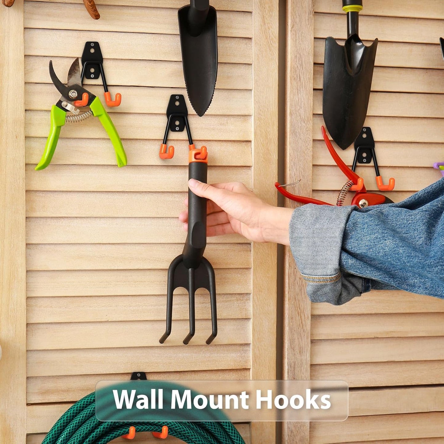 8 Pack 4.5x2.75 Inch Utility Steel Wall Mount Heavy Duty Garage Hooks with Anti-Slip Coating,Storage More Yard,Garden and Power Tools and for Hanging Hose,Ladder and Bike