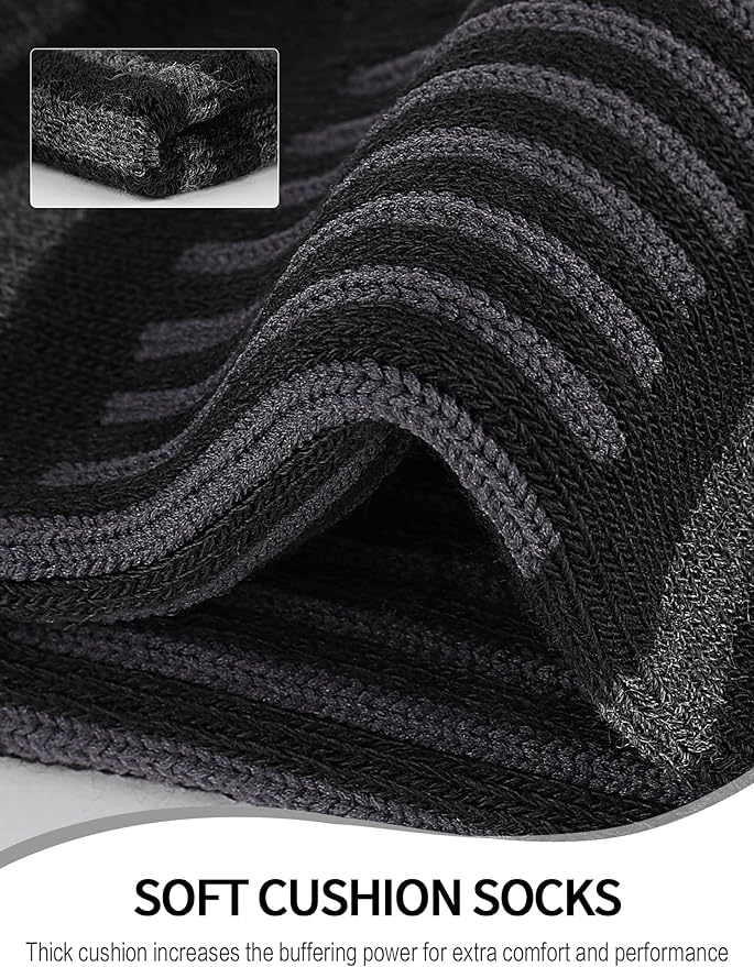 Airacker Athletic Quarter Socks with Cushion Running Ankle Socks for Men Women 6 Pairs