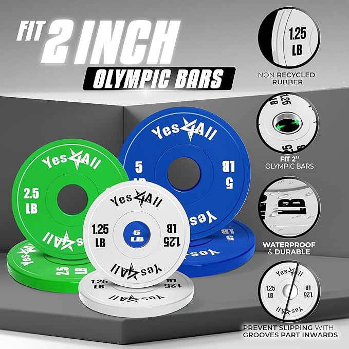 Yes4All Fractional Weight Plates Set, Available In Steel And Rubber, Set of 2/4/6 Plates in 1.25LB, 2.5LB, or 5LB Sizes, Micro Change Plates for Dumbbell and Olympic Barbell Weightlifting